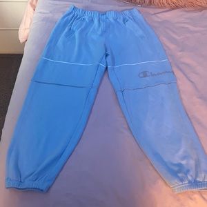 champion light blue sweatpants. space vibe.